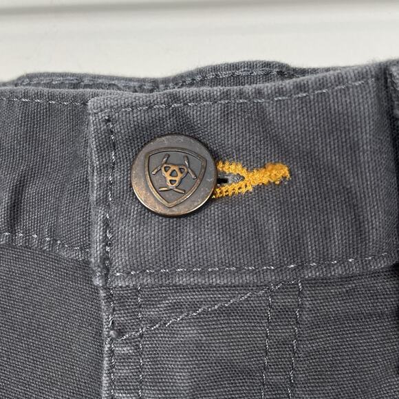 Ariat Rebar M4 Double Front Pants Men 46x30 Gray Canvas Relaxed Straight Utility - Picture 12 of 16